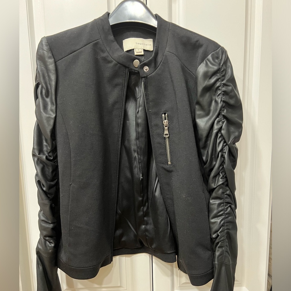 Bagatelle Leather Sleeve Knit Jacket